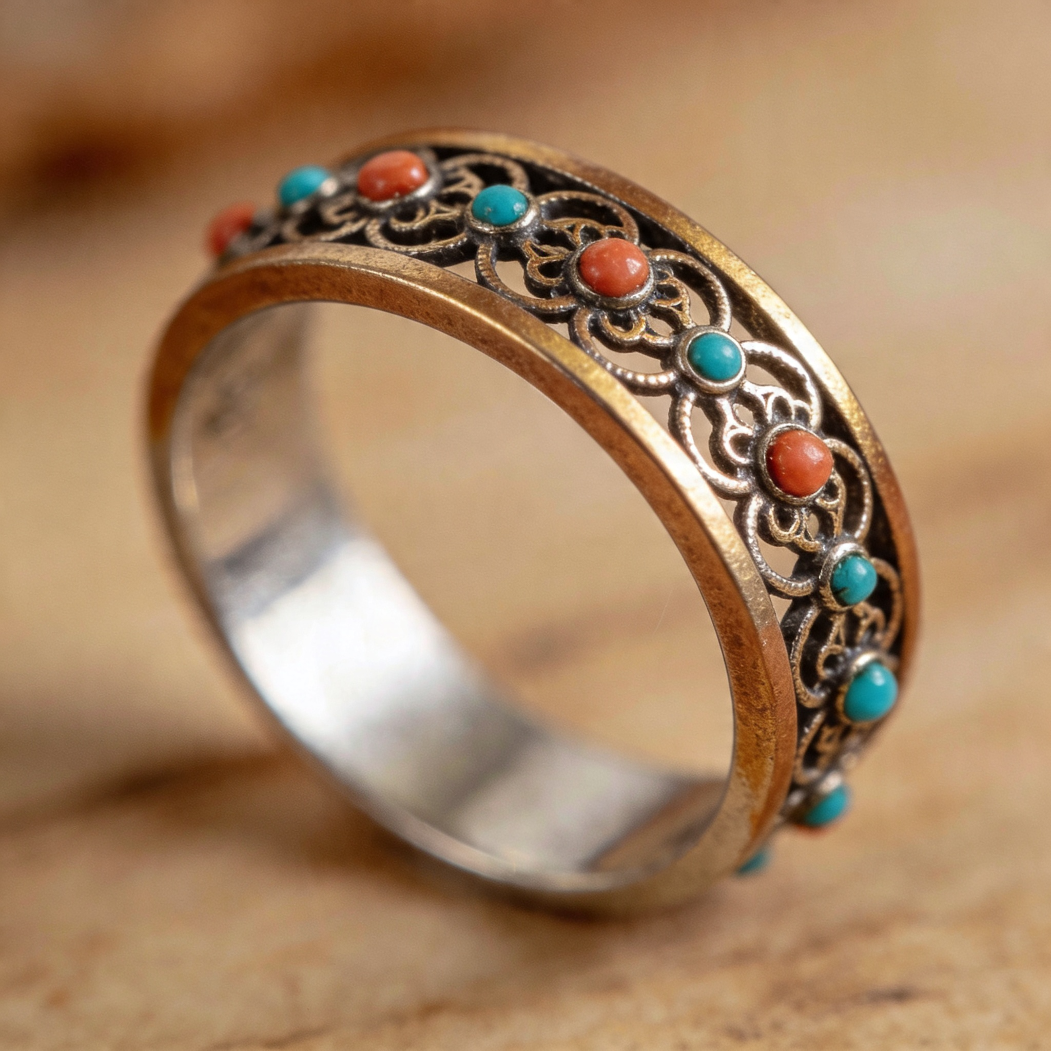 Bague fine en acier et pierre semi-précieuse LUMARE